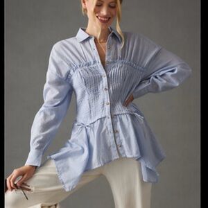 Pilcro Light Blue Button-Up Blouse